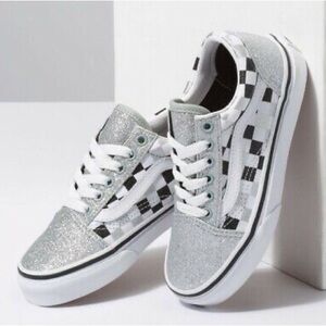 Silver glitter old school checkerboard glitter Vans 6